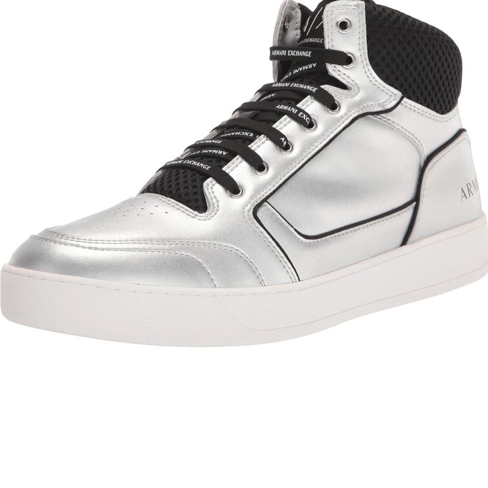 A|X Armani Exchange Mens Logo Lace Up Leather High Top Sneakers Sneaker